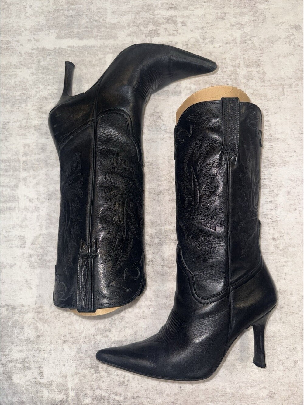 Charlie 1 Horse Lucchese I4534 Black Calf Leather Western Boots Womens 7B